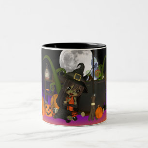 Bicolor Taza del regalo de Halloween con la pequeña bruja