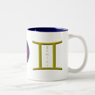 Bicolor Taza del símbolo del zodiaco de los géminis