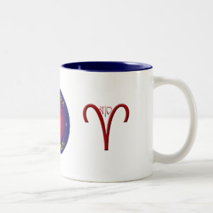Bicolor Taza del símbolo del zodiaco del aries