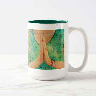 Bicolor Taza del té del café de Namaste de la yoga
