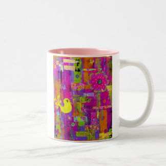 Bicolor Taza del tono del flower power dos