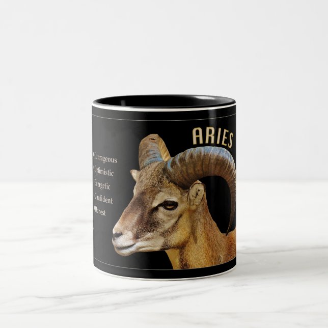 Bicolor Taza del zodiaco del espolón del aries con (Centro)