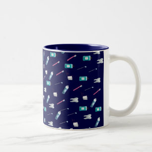 Bicolor taza dental azul