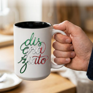 Bicolor Taza Disgraziato 3D con Letra Italiana