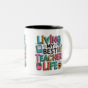 Bicolor Taza divertida con cita colorida regalo para maest