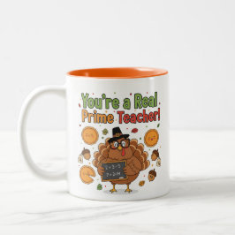 Bicolor Taza divertida de Acción de Gracias para profesor 