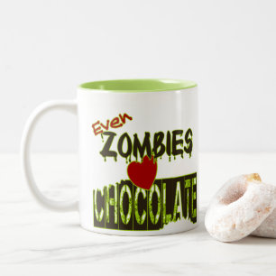 Bicolor Taza divertida de chocolate para corazones de zomb