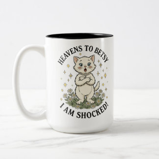 Bicolor Taza divertida de gato retro sorprendido