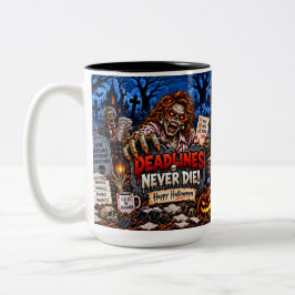 Bicolor Taza divertida de Halloween de 15 oz: Los plazos n