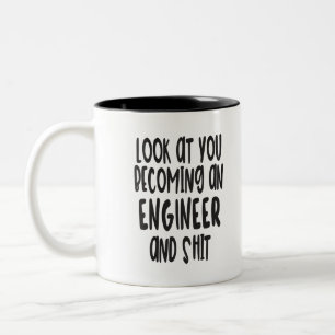 Bicolor Taza divertida de la graduación del ingeniero