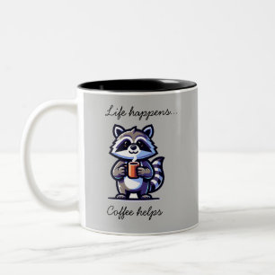 Bicolor Taza divertida de la vida del mapache sucede el ca