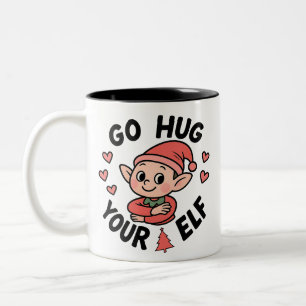 Bicolor Taza divertida de Navidad – Ve a abrazar a tu elfo