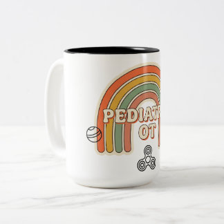 Bicolor Taza divertida de OT pediátrico retro arcoíris