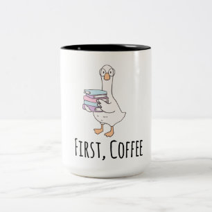 Bicolor Taza divertida de pato "Primer café" – Café de la
