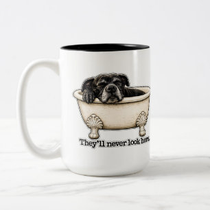 Bicolor Taza divertida de perro negro Humor Pitbull