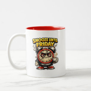 Bicolor Taza divertida de reloj despertador hasta el viern