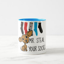 Taza divertida de Sr. Steal Your Socks Chihuahua