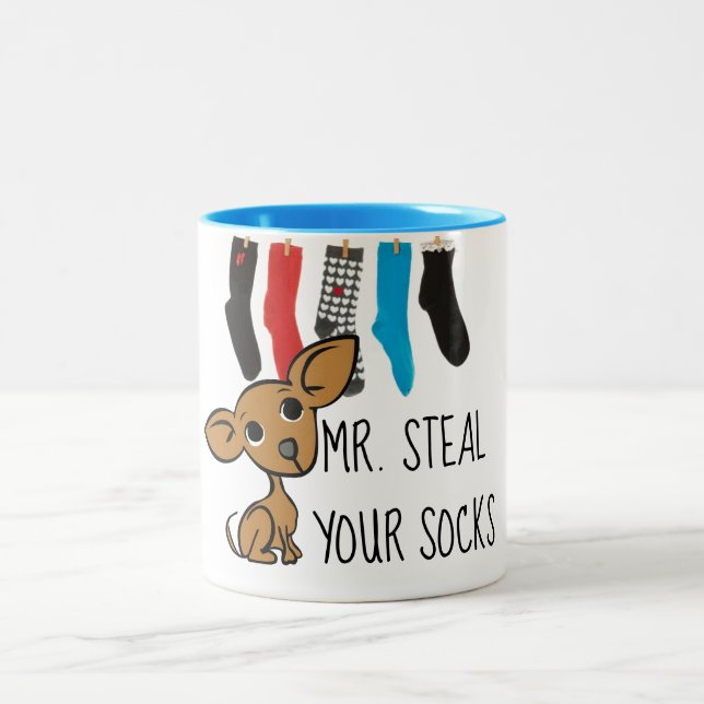 Bicolor Taza divertida de Sr. Steal Your Socks Chihuahua (Centro)
