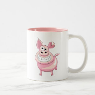 Bicolor Taza divertida del cerdo