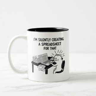 Bicolor Taza divertida del gato contable estresado meme