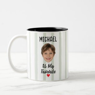 Bicolor Taza divertida del hijo favorito con nombre y foto