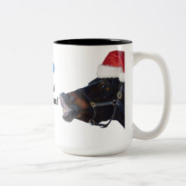 Bicolor Taza divertida del viaje del navidad del caballo