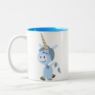 Bicolor Taza divertida linda del unicornio del dibujo