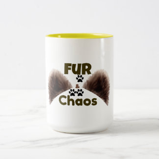 Bicolor Taza divertida para amantes de mascotas Fur & Chao