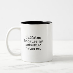 Bicolor Taza divertida para amantes del café sobrecargados