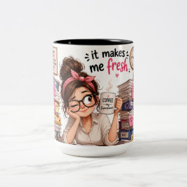 Bicolor Taza divertida para chica de oficina amante del ca
