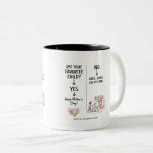 Bicolor Taza divertida para el Día de las Madres Hijo favo