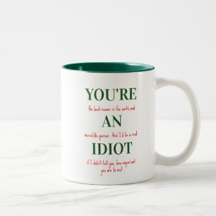Bicolor Taza Divertida Para Primo, Eres un Idiota, Regalo