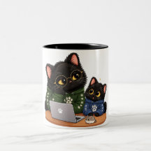 Taza divertida para programador de gato negro Rega