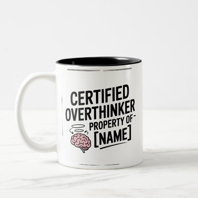 Bicolor Taza divertida para un pensador excesivo certifica (Izquierda)