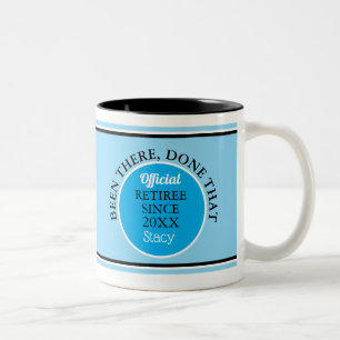 Bicolor Taza divertida personalizada para jubilado