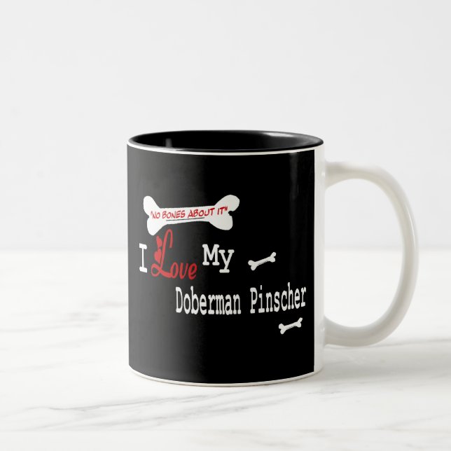 Bicolor Taza Doberman Pinscher (Me encanta) (Derecha)