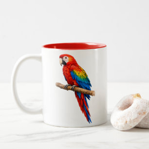Bicolor Taza doble de acuarela vibrante de guacamayo escar