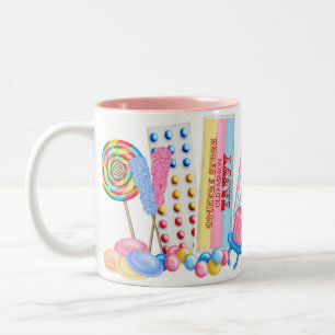 Bicolor Taza dulce del Shoppe del caramelo viejo de la