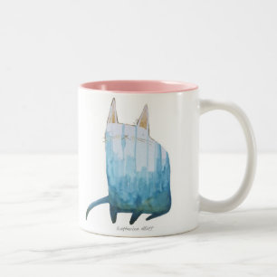 Bicolor Taza el Edgar del gatito de la acuarela