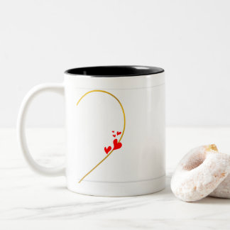 Bicolor Taza elegante de corazón rosa y dorado para pareja