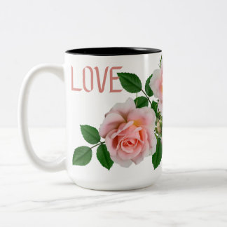 Bicolor Taza elegante de dos tonos 'LOVE' con rosa rosa