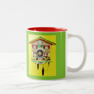 Bicolor Taza enrrollada del reloj de cuco para animarle