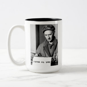 Bicolor Taza Ernie Pyle ¡Ponte a trabajar!
