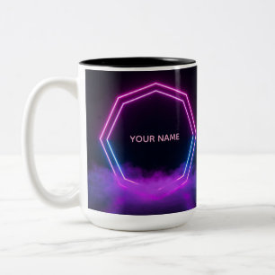 Bicolor Taza estética de Synthwave personalizable