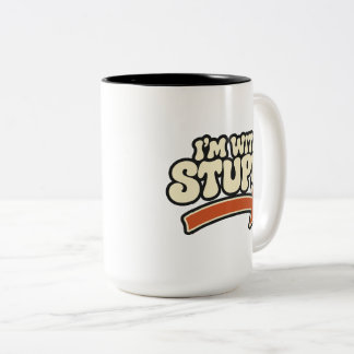 Bicolor Taza 'Estoy Con Estúpido' – Regalo Divertido de Br