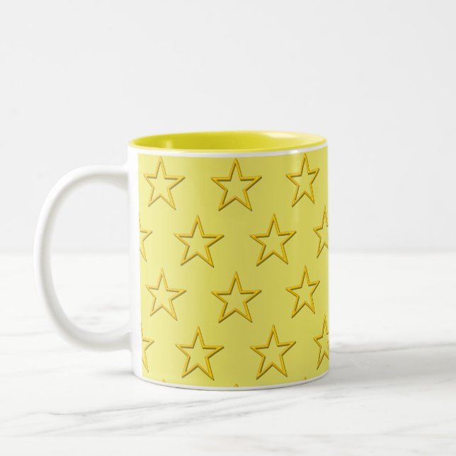 Bicolor Taza - Estrellas Amarillas sobre Amarillo Pálido (Izquierda)