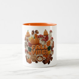 Bicolor Taza Fall Vibes, Taza de café con relieve 2D de ot