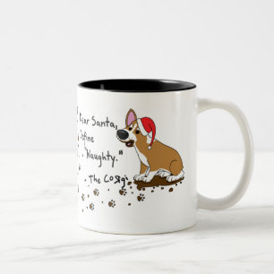 Bicolor Taza fangosa del Corgi del navidad