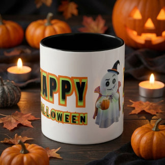 Bicolor Taza fantasma Retro Feliz Halloween Espeluznante