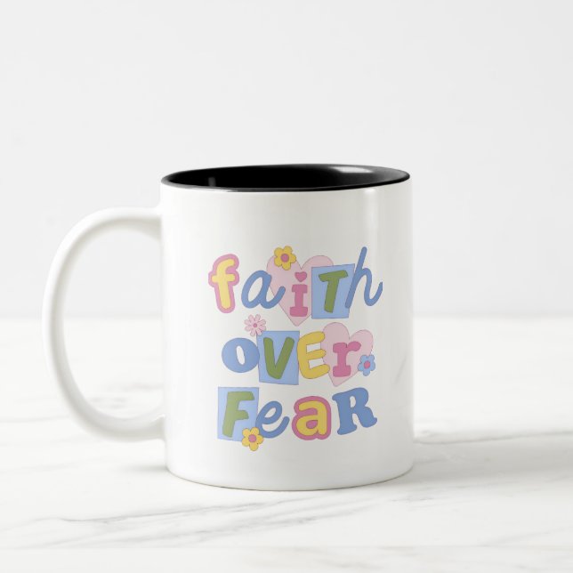 Bicolor Taza Fe Sobre Miedo 11oz (Izquierda)